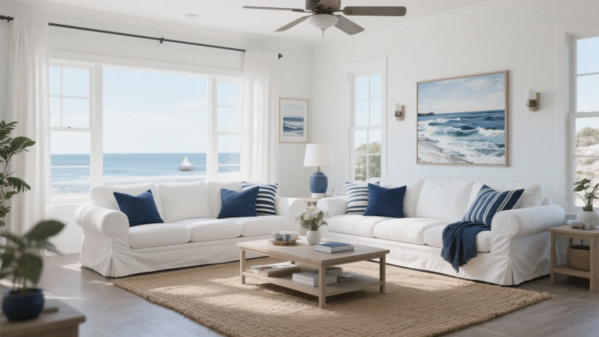 3. Navy and White Coastal Theme