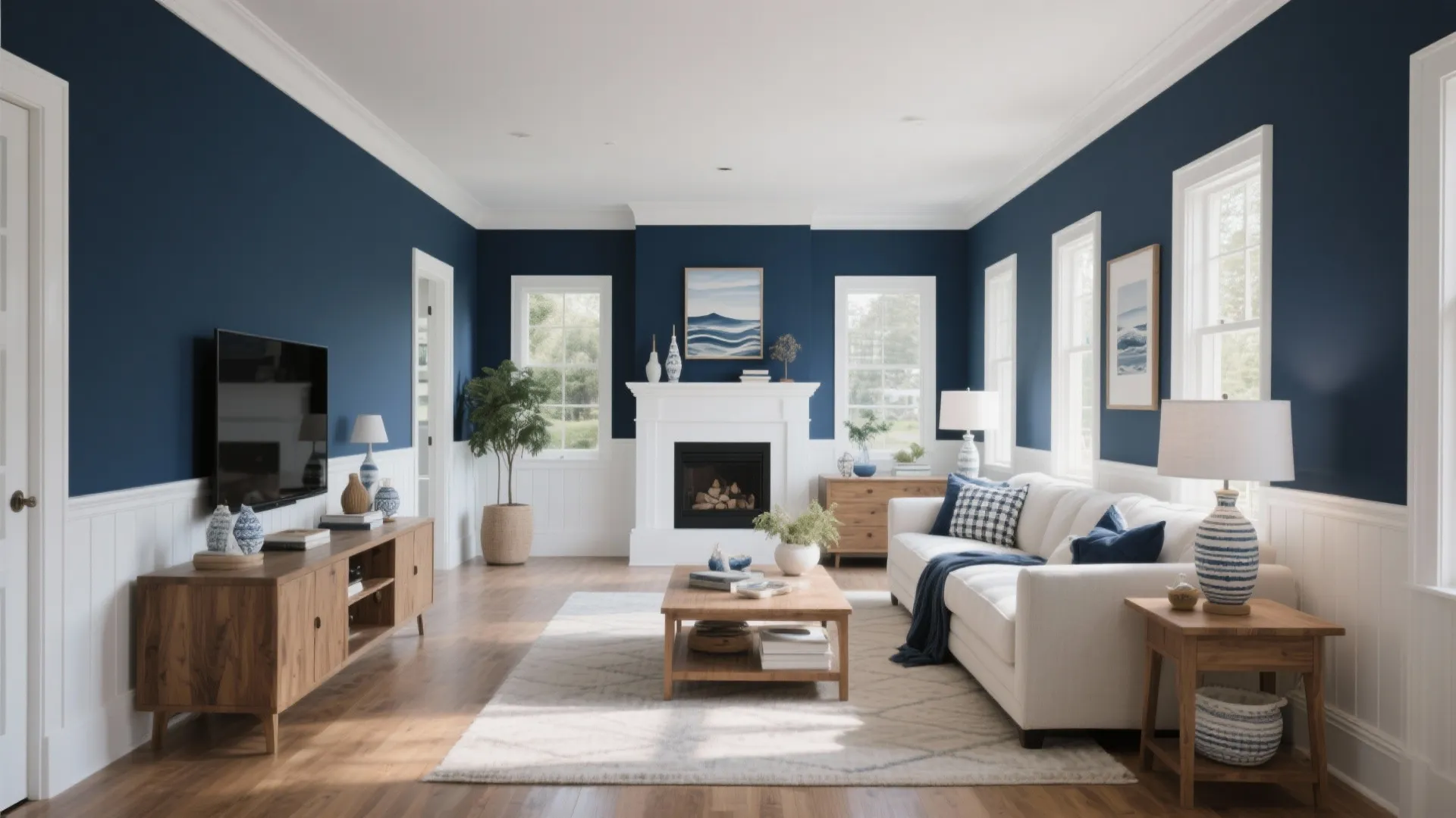 2. Navy and Crisp White Contrast