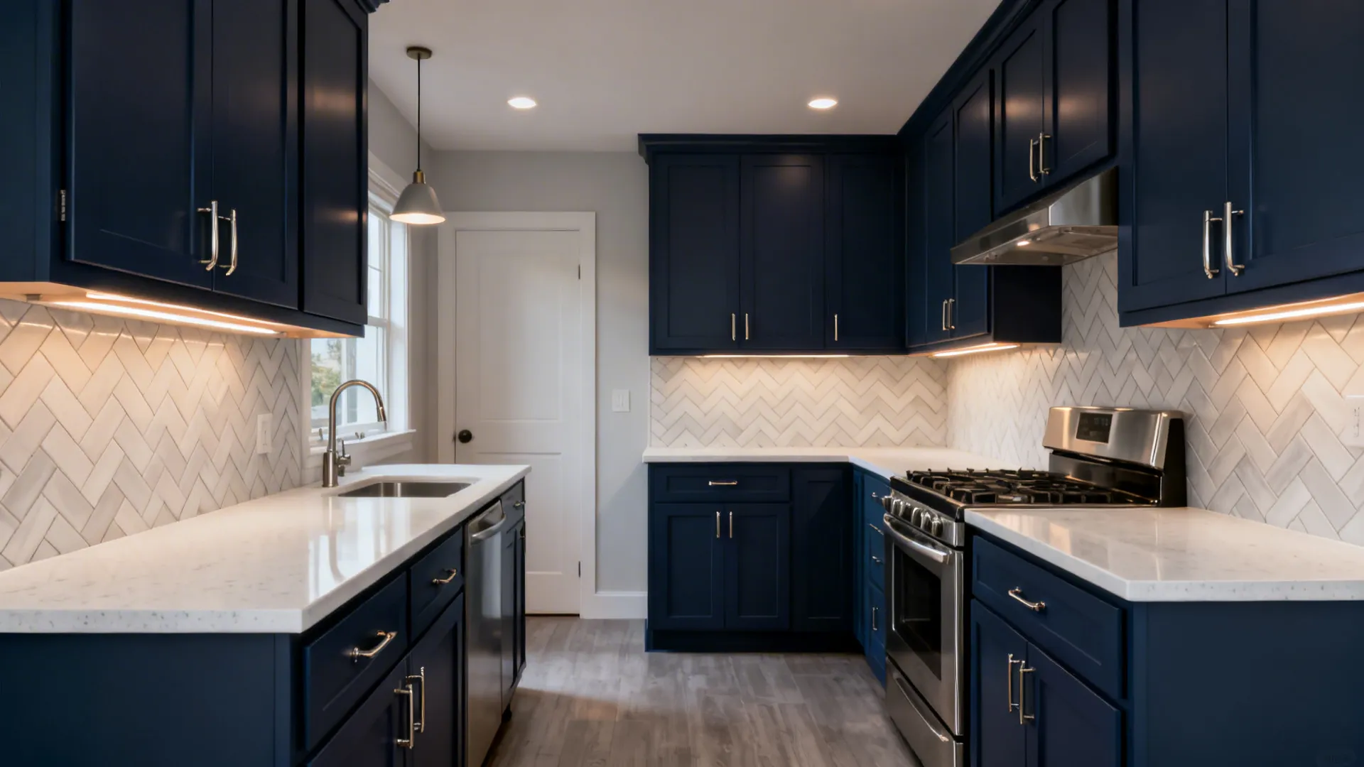 Navy Blue with Light Countertops