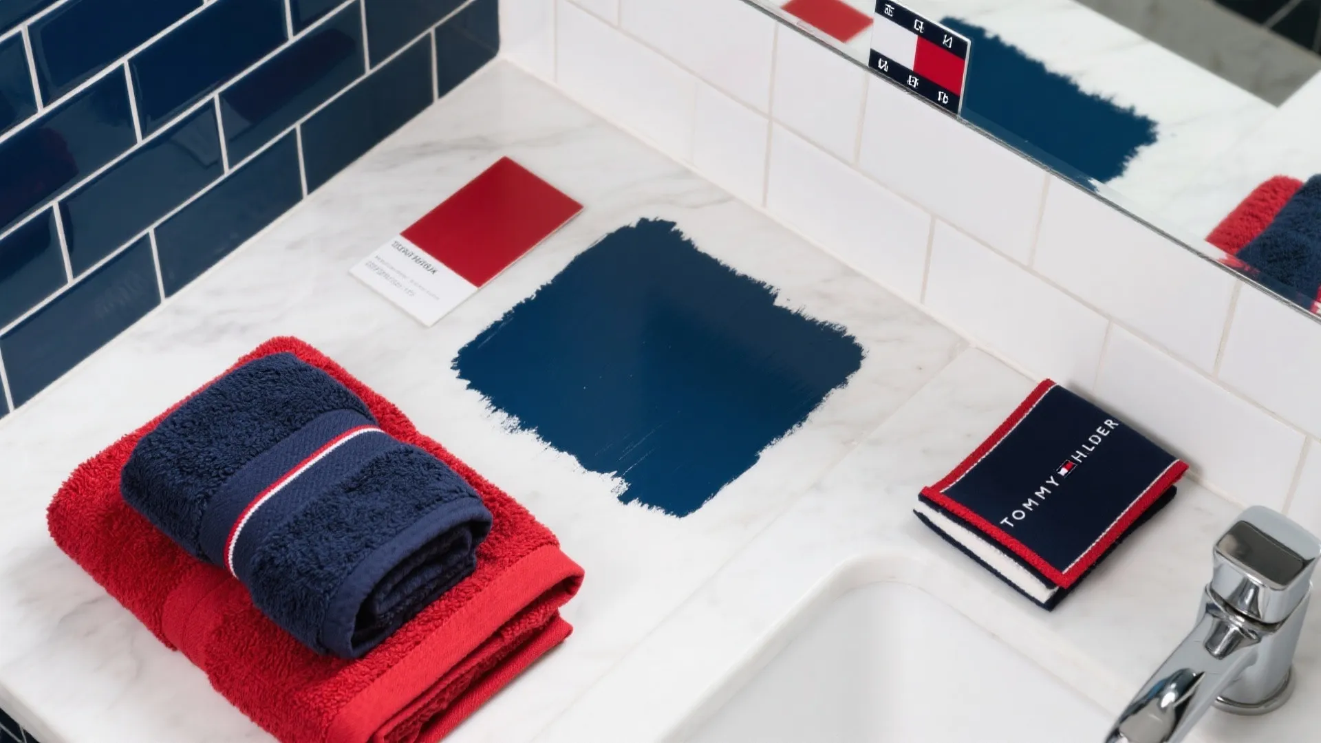 1. Navy, White & Red Color Blocking