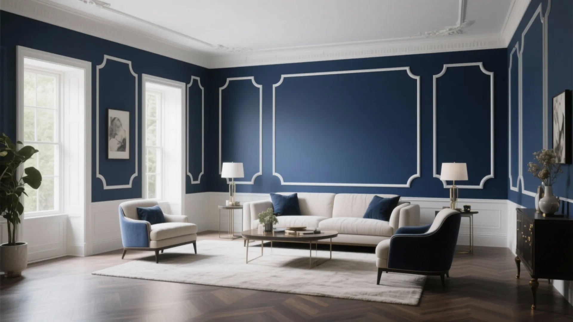 4. Navy with White Trim