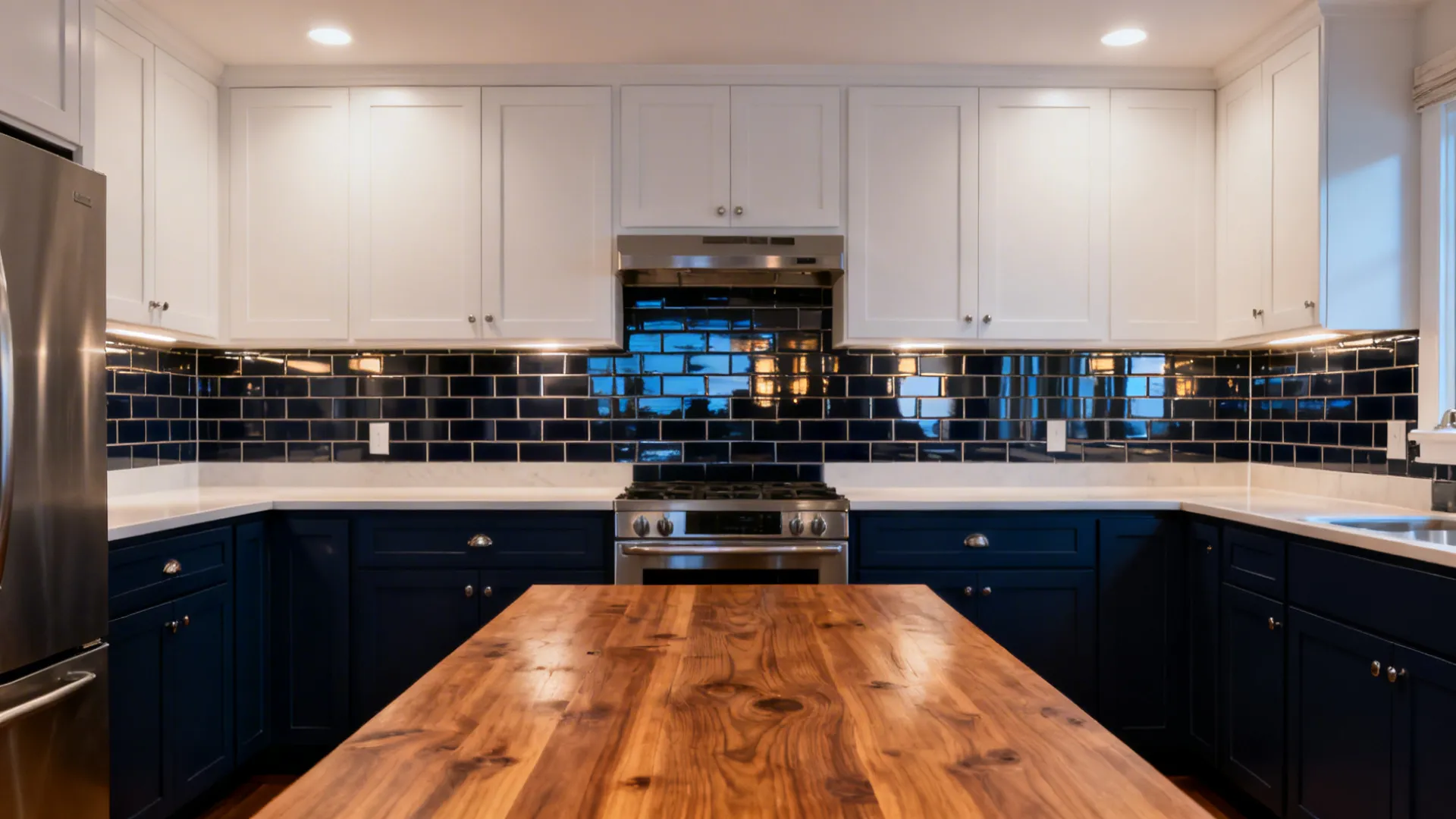 Navy, Crisp White, and Warm Wood