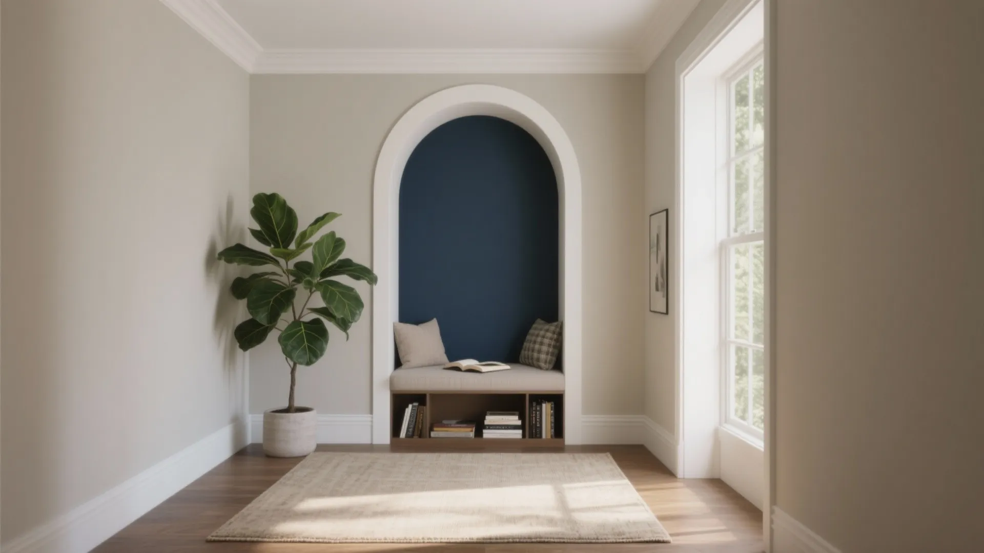 4. Accent Navy with Soft Neutrals and Greenery