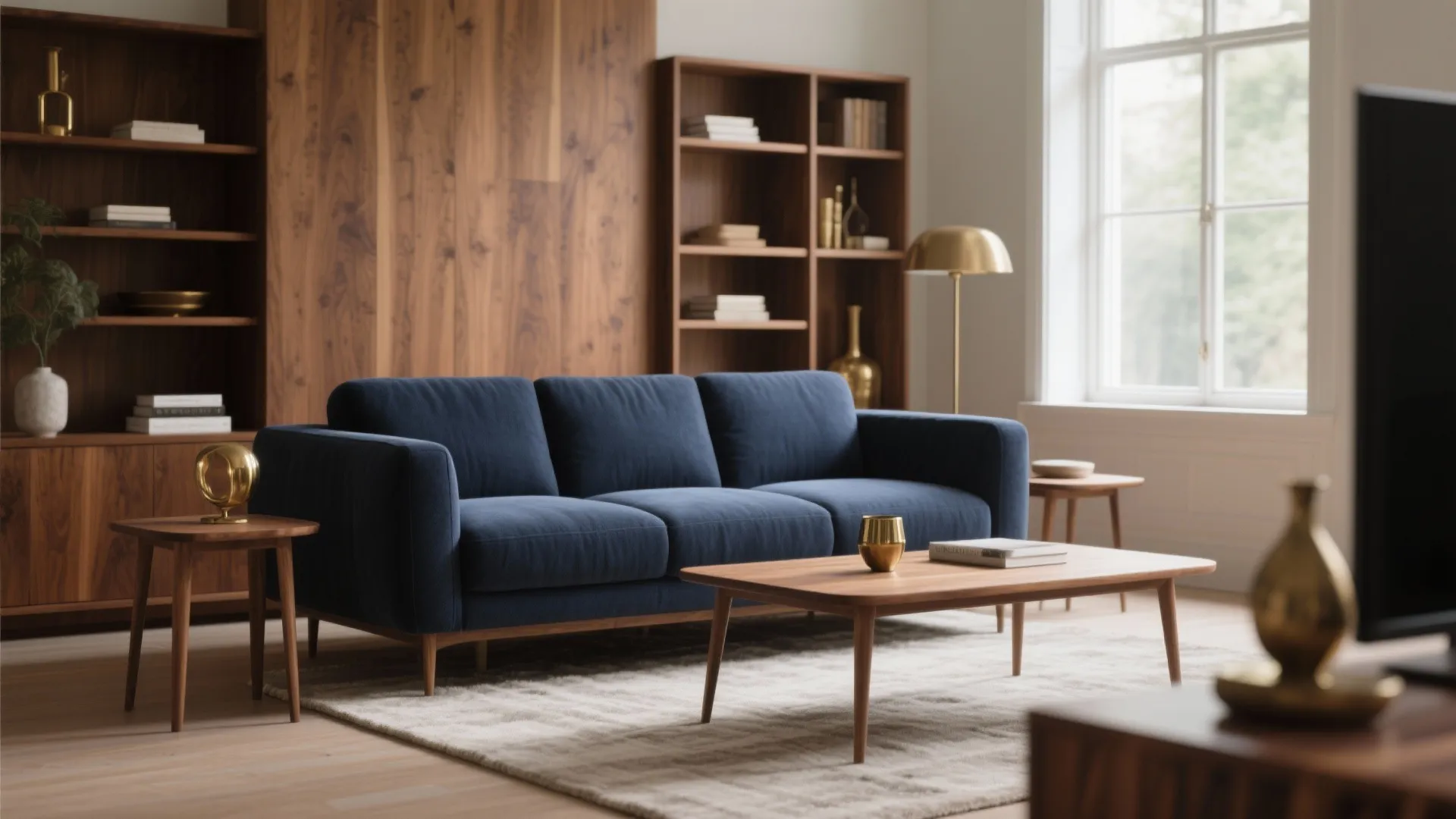 1. Navy Anchors, Warm Wood Accents