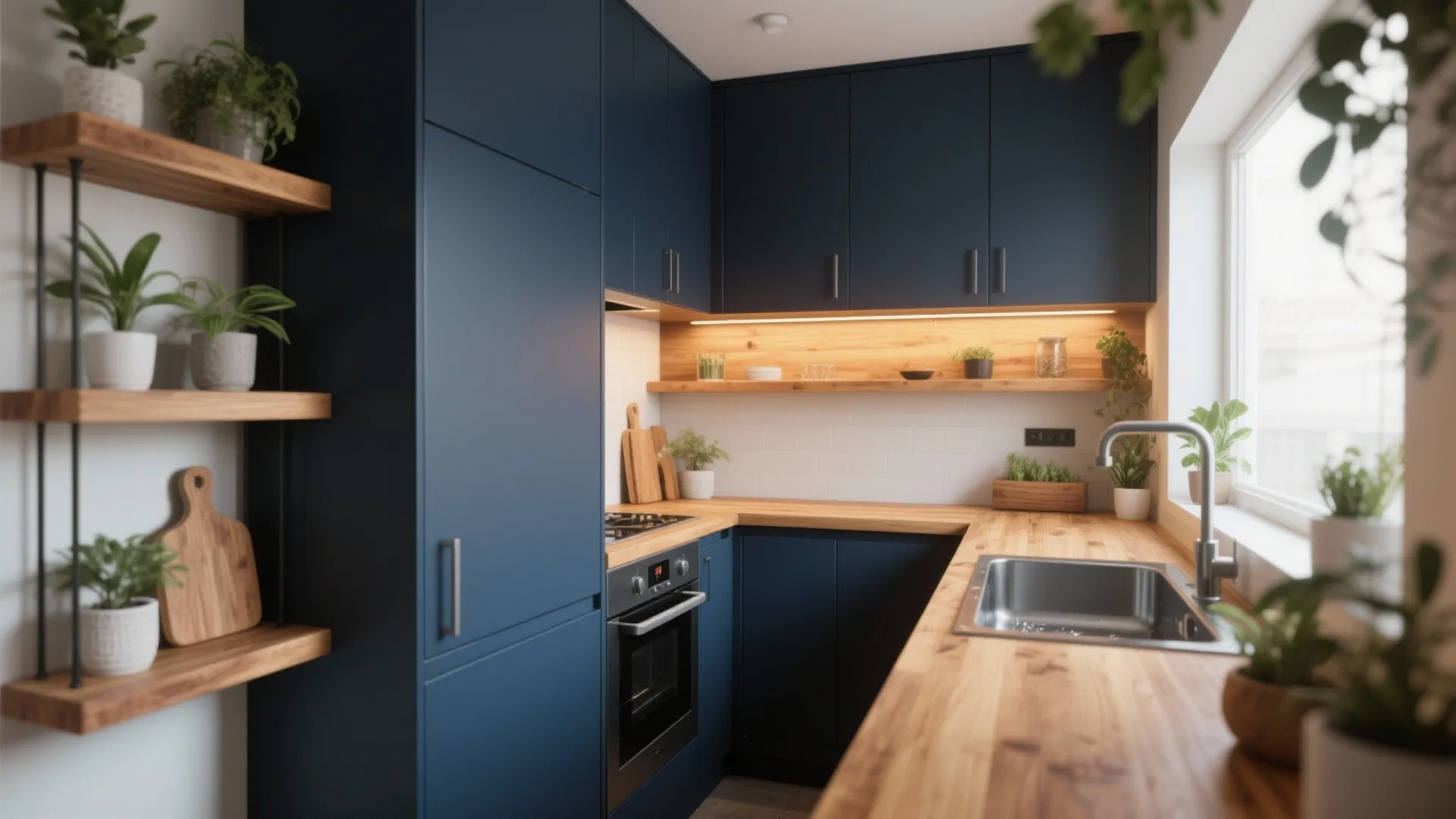 4. Navy + Warm Wood for Cozy Contrast