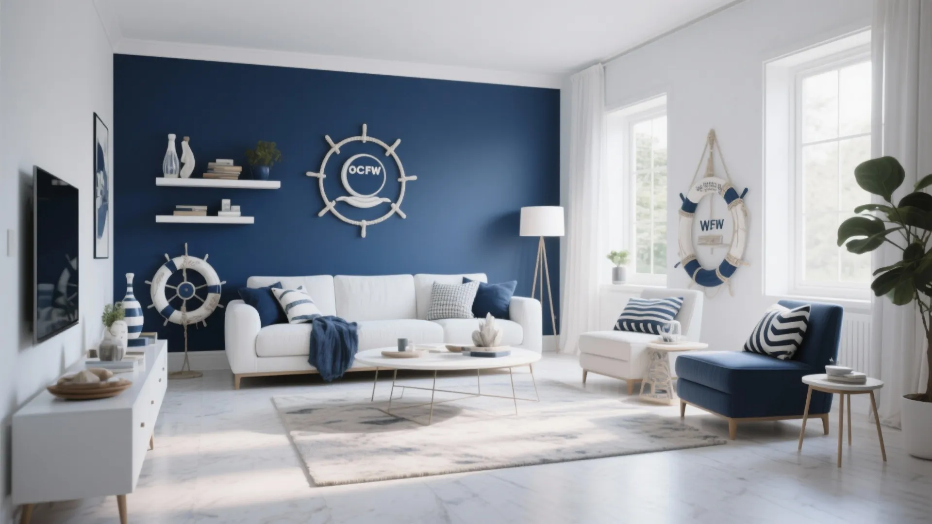 2. Navy Blue Meets Crisp White