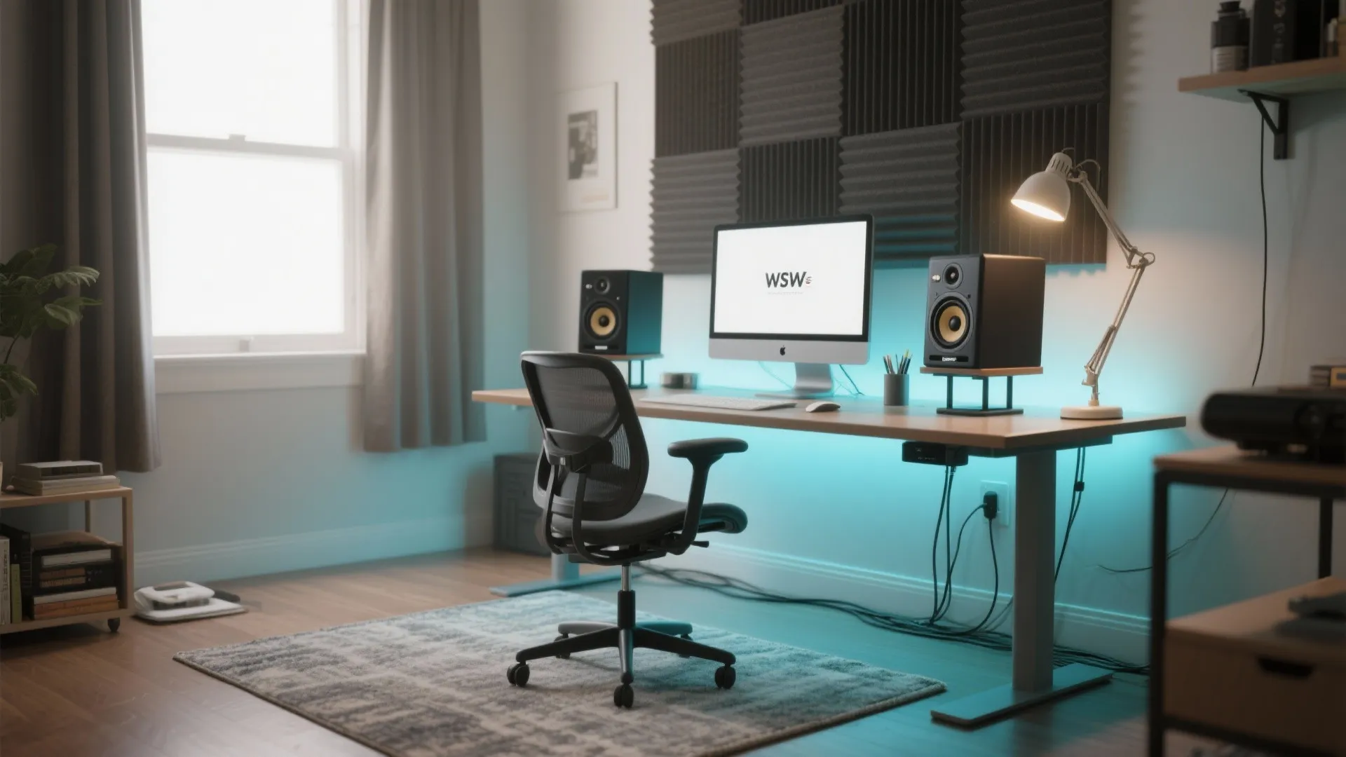 2) Nearfield bookshelf speakers on isolation stands