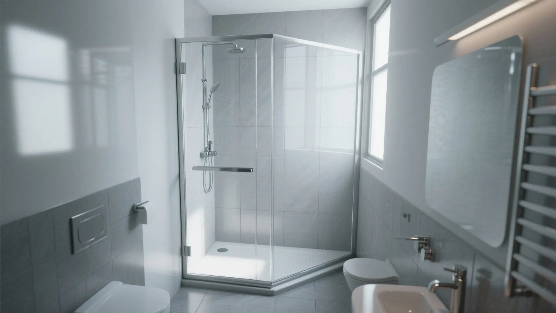 2. Corner neo-angle shower to save real estate