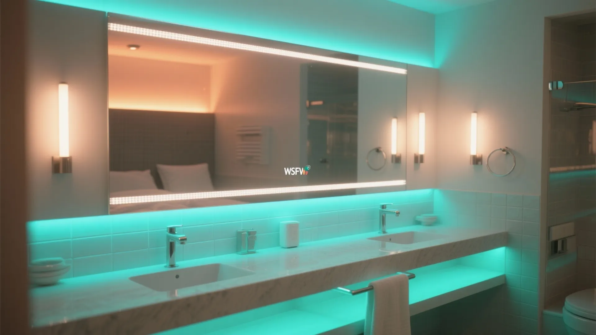 4) Laugh Floor lighting—neon energy, bathroom safety