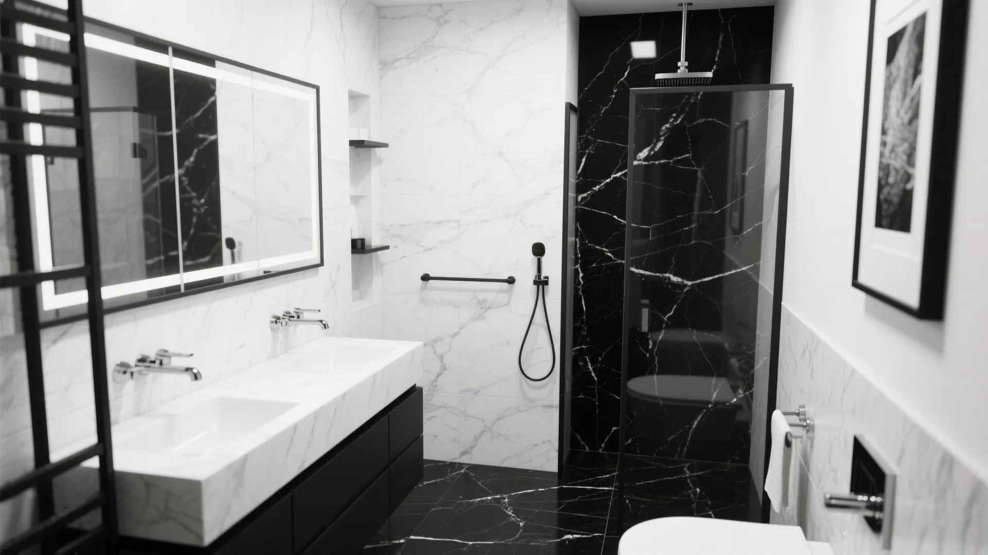 High-Contrast Nero Marquina And White Carrara Mix