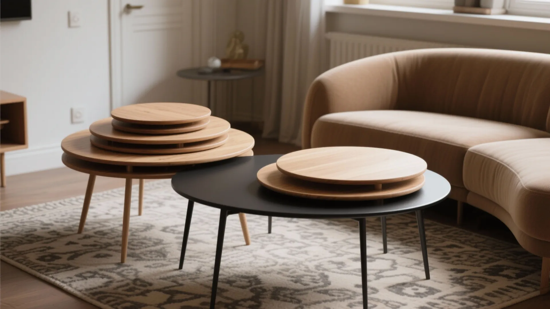 2. Nested or stackable round tables