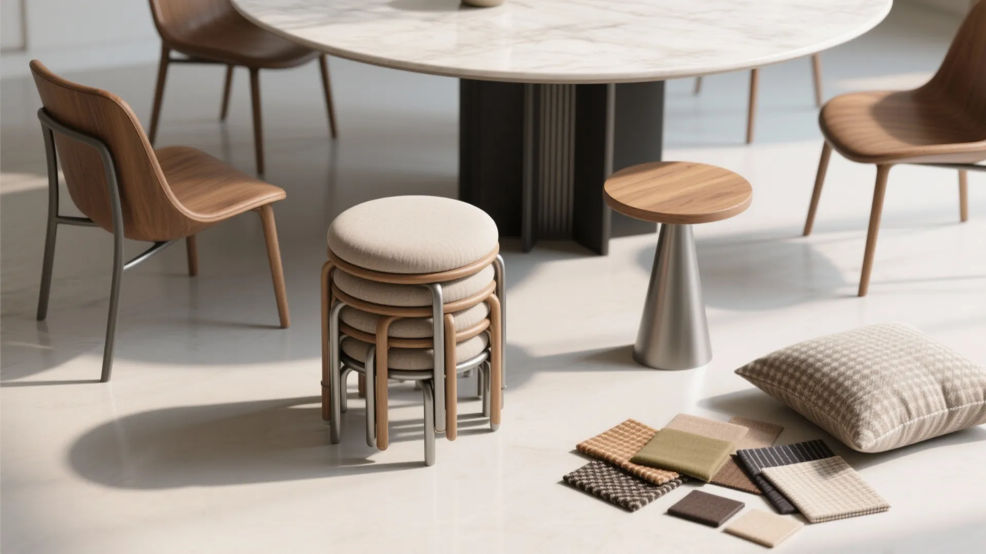 4. Nested stools and stackable chairs