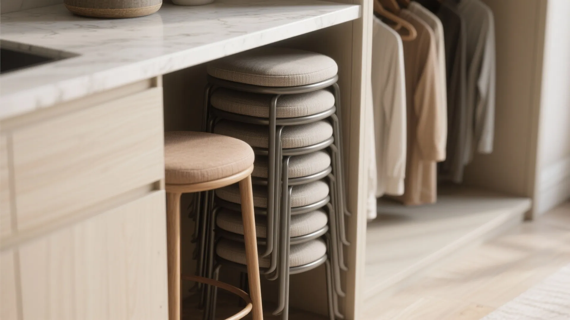 4. Nested stools and stackable chairs