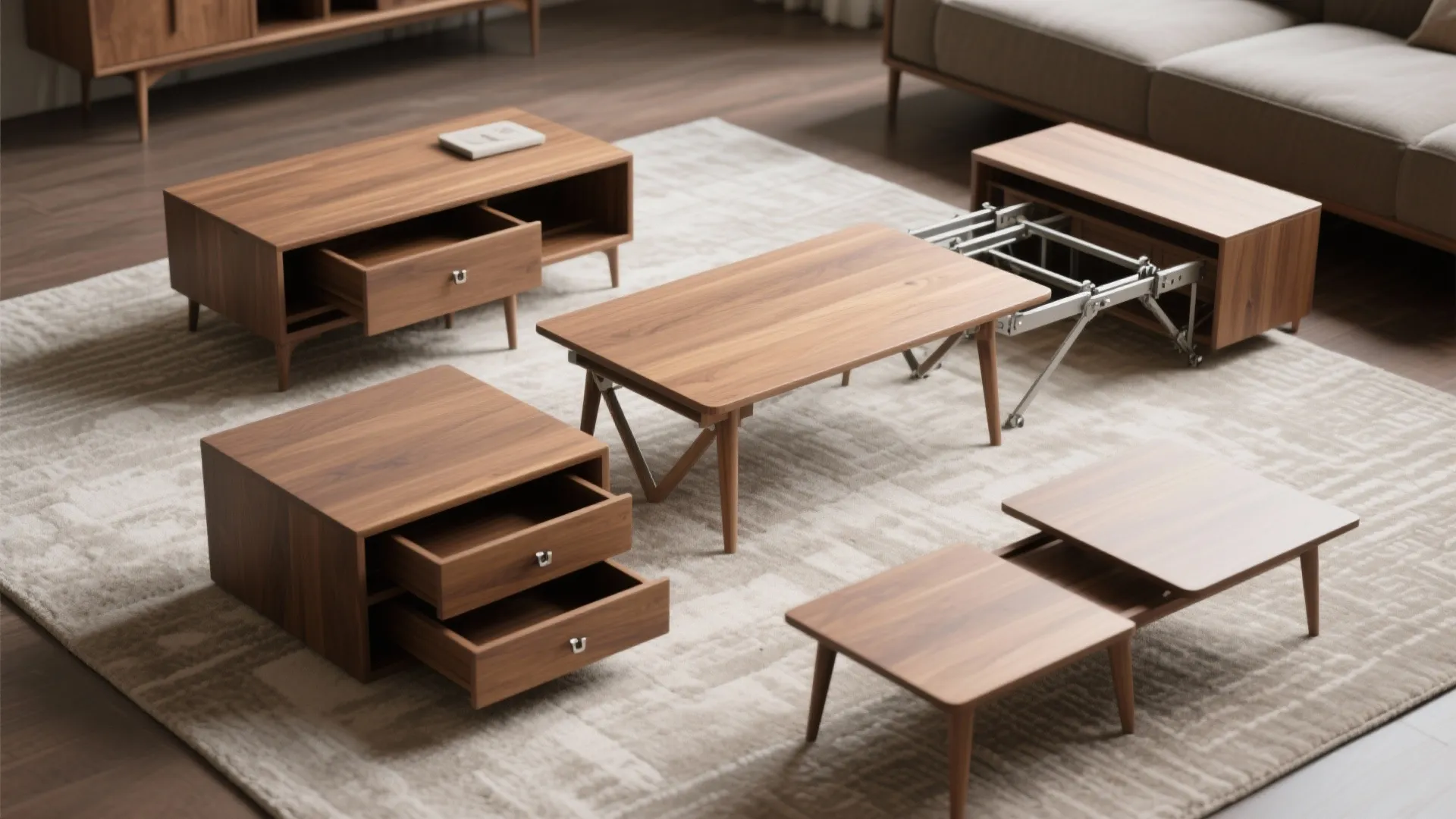 5. Nested tables or expandable trestles for modular living