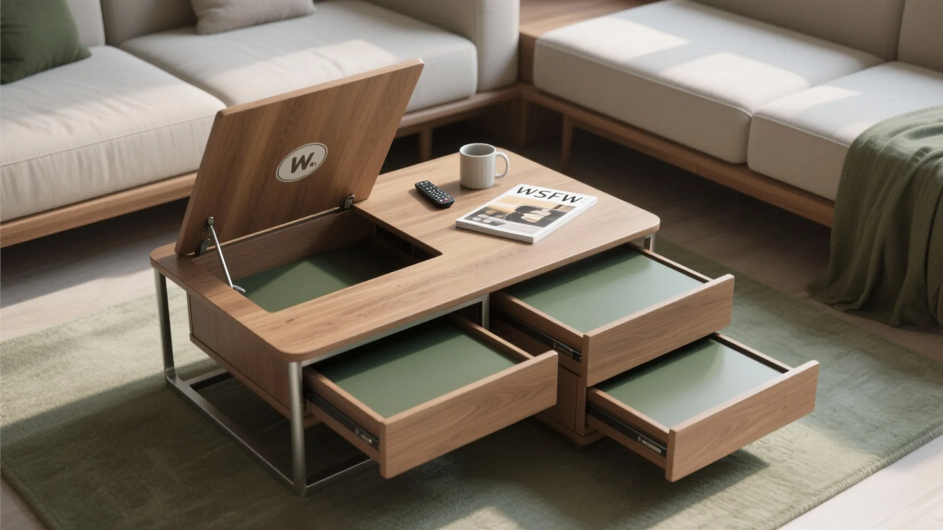 3. Multi-purpose coffee table and nesting side tables