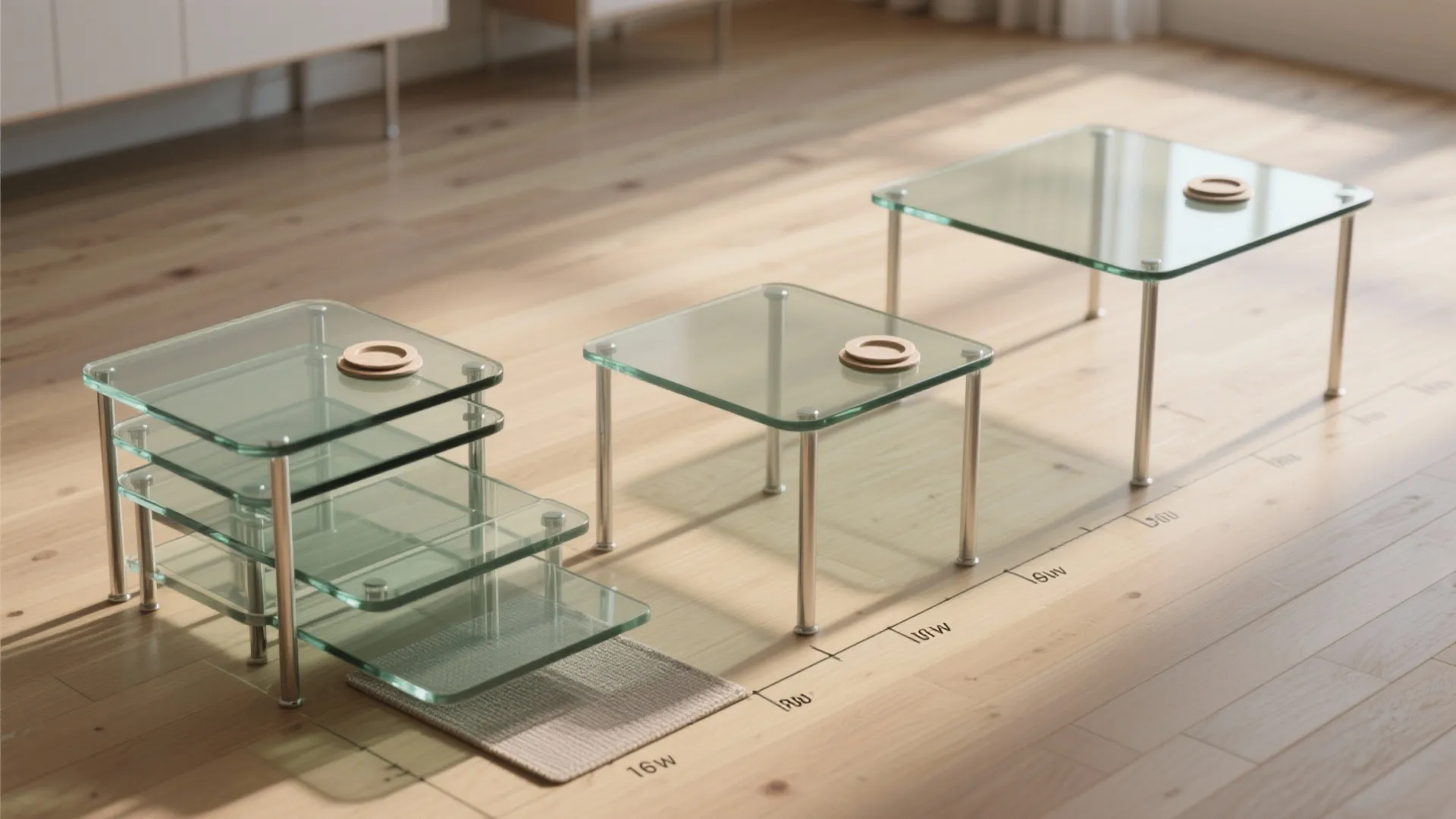 3. Nesting glass tables for flexibility