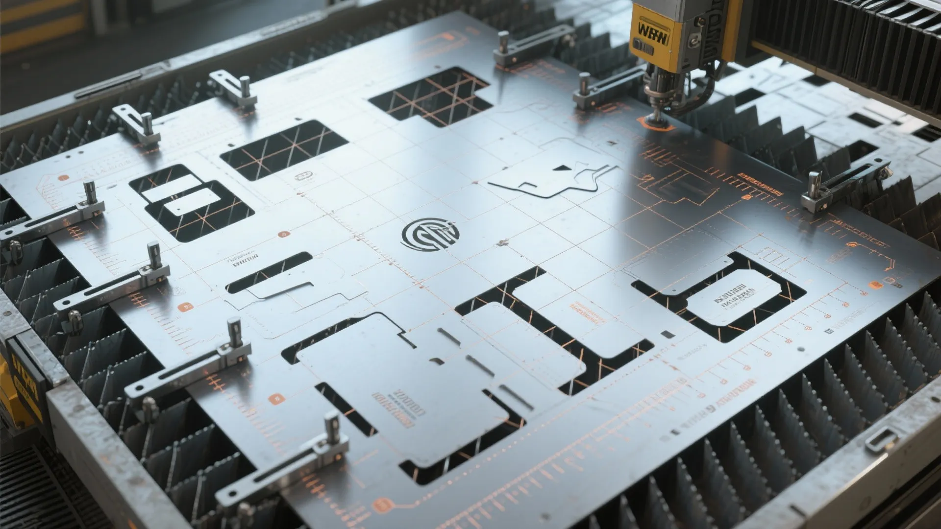 Material nesting grid for efficient cutting