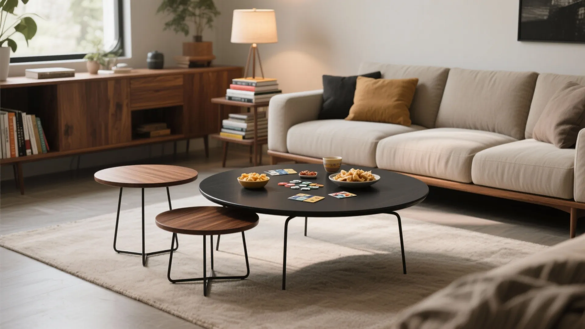 2) Nesting and modular side tables for flexibility