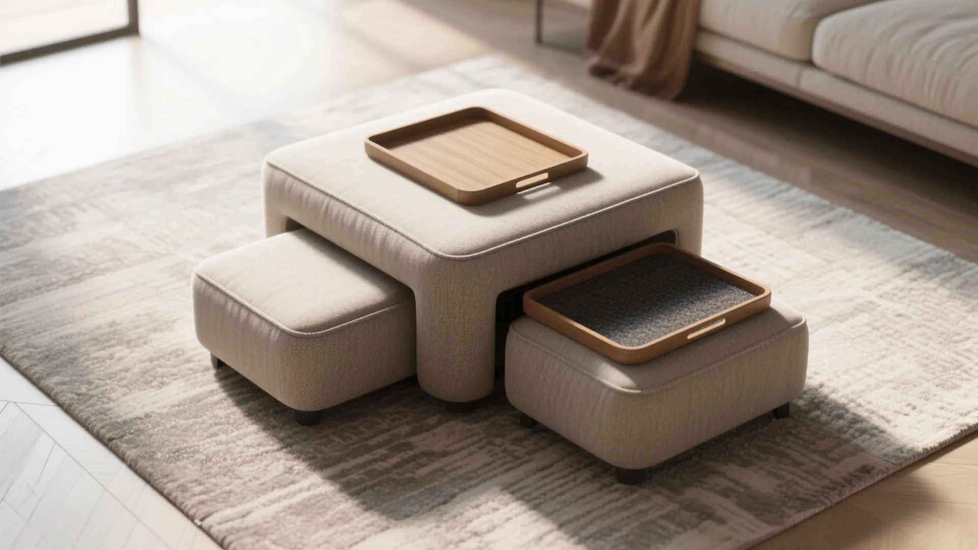 4) Nesting Ottoman with Tray Top