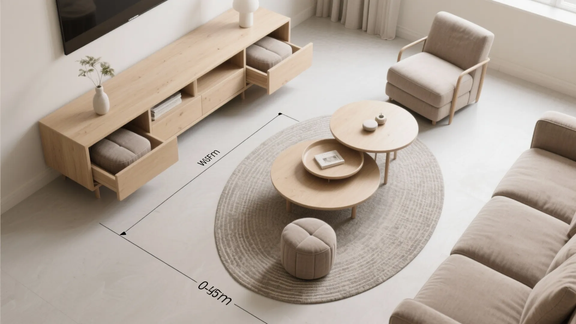 Nesting Coffee Tables and Pull-Up Ottomans