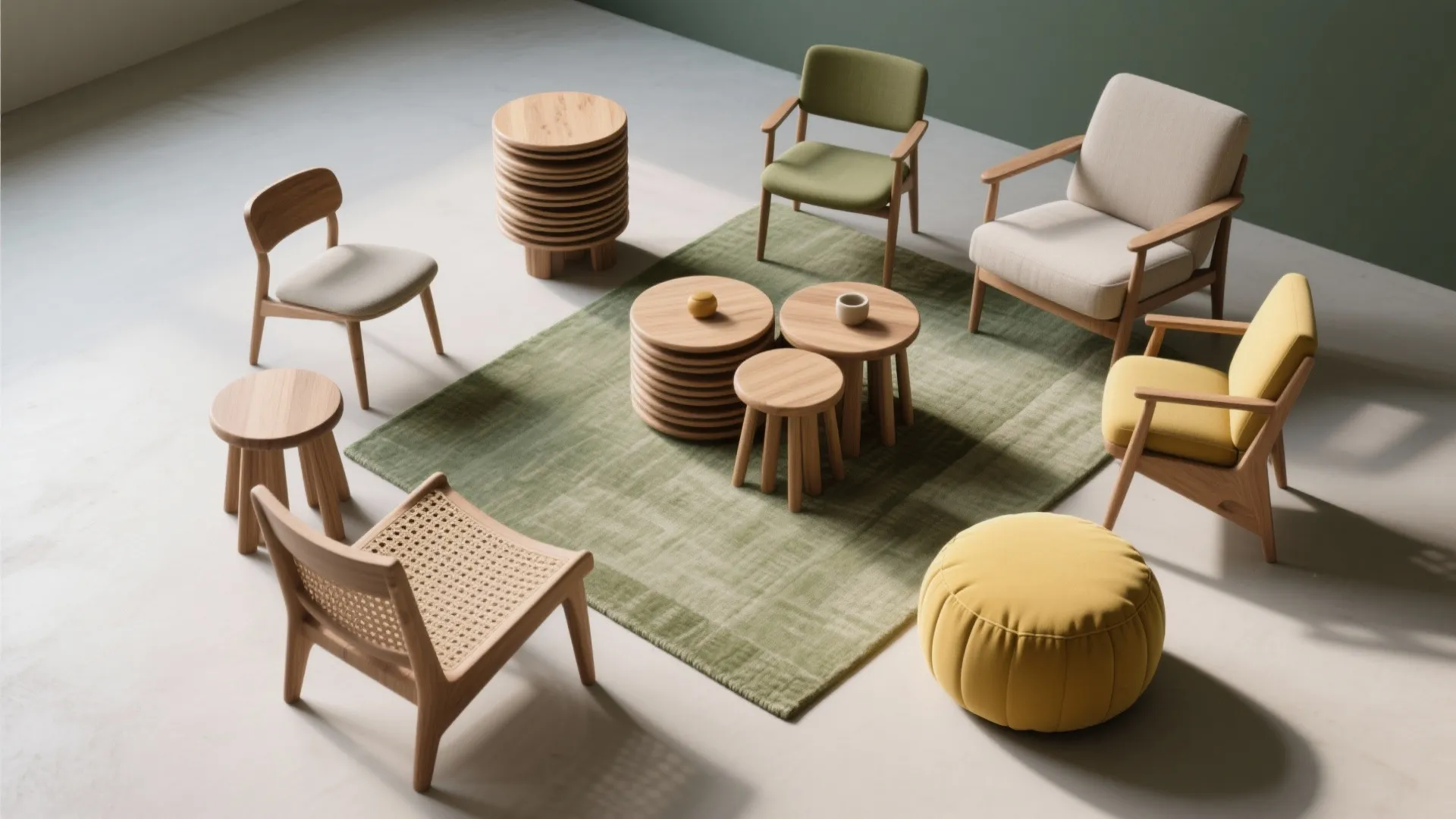 3. Multiply small seats: nesting stools and stackable chairs