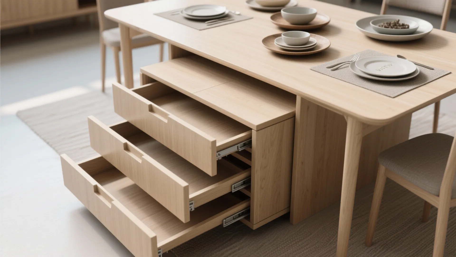 4. Nesting tables and slide-out leaves