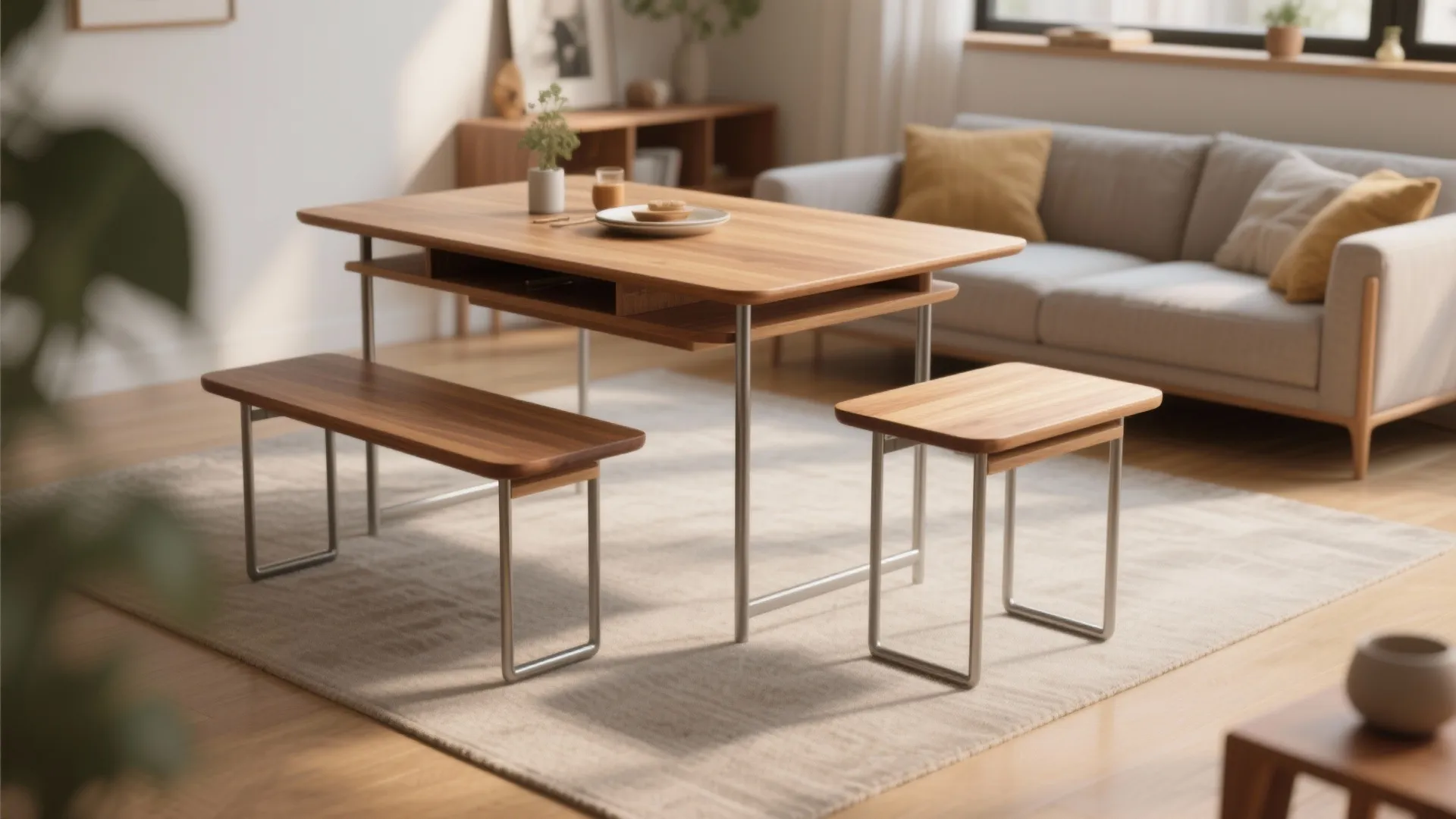 4. Nesting tables as a dining set