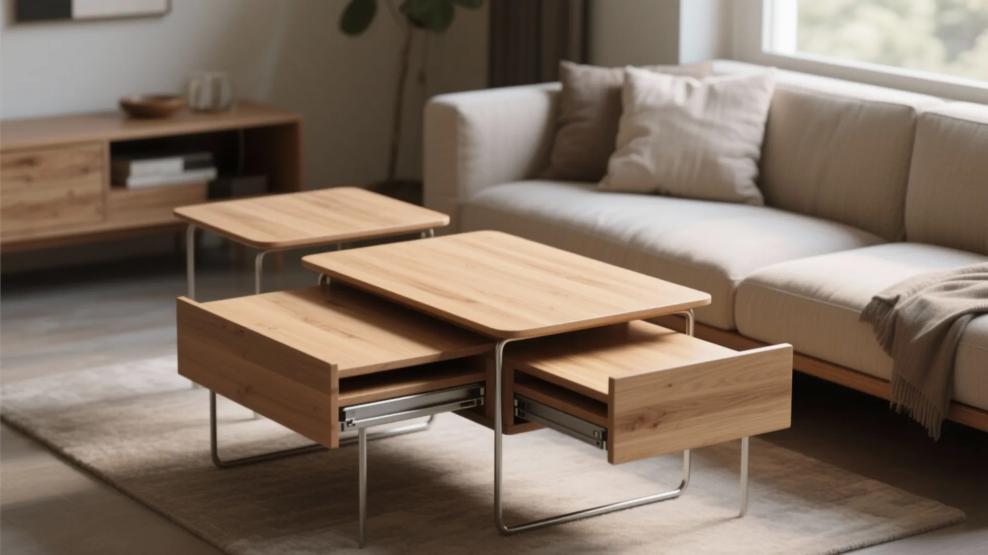 1. Slim nesting tables that expand on demand