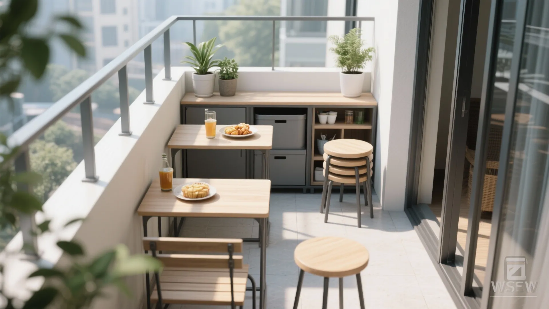 Modular Stools and Nesting Tables for Flexible Hosting