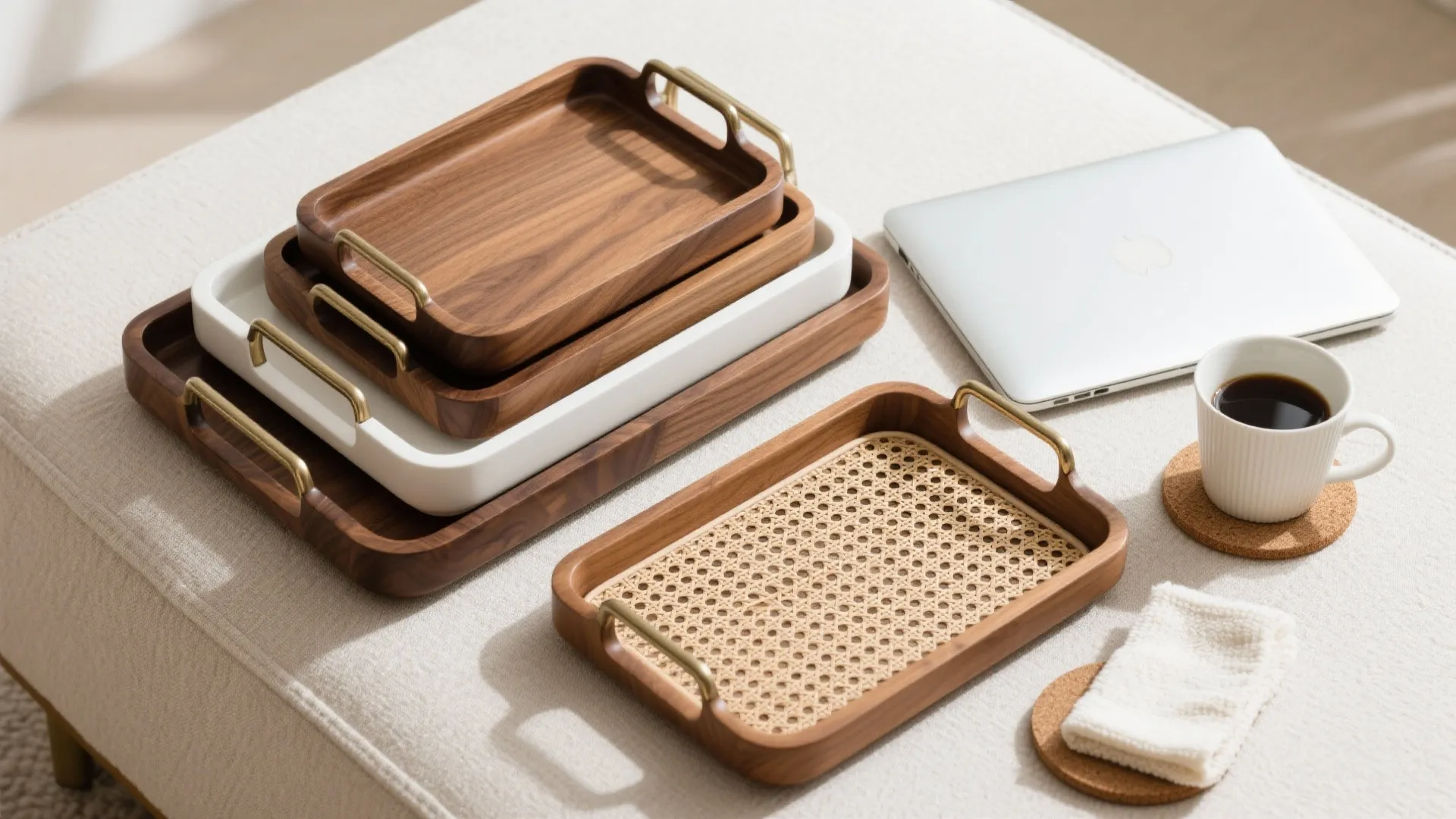 Nesting tray + ottoman system