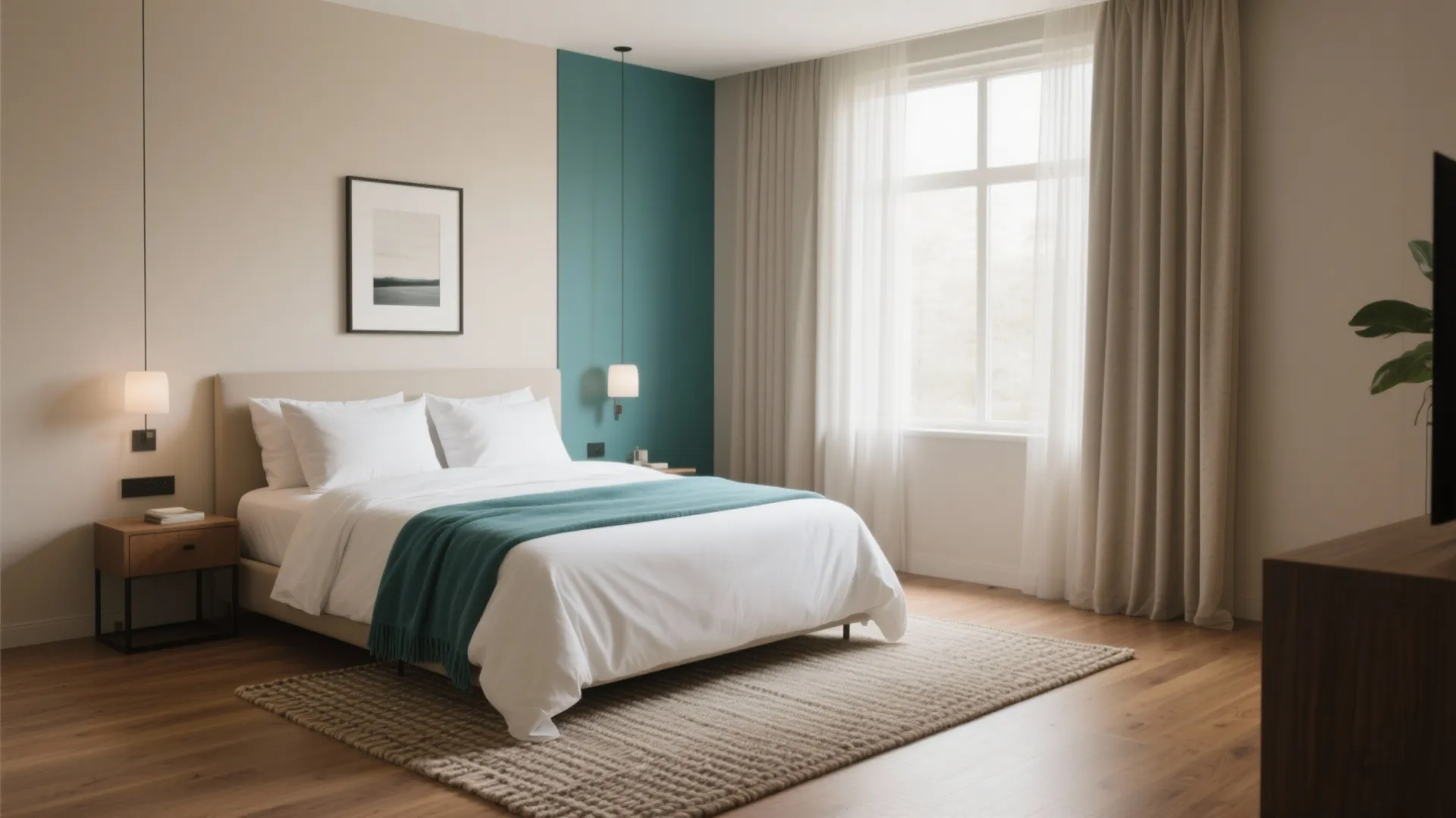 Neutral palette with a refreshing accent