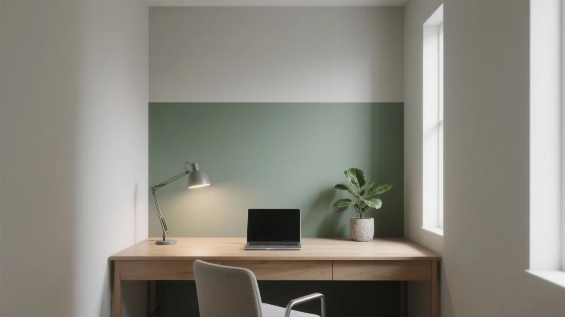 Calm neutrals with a focused accent wall