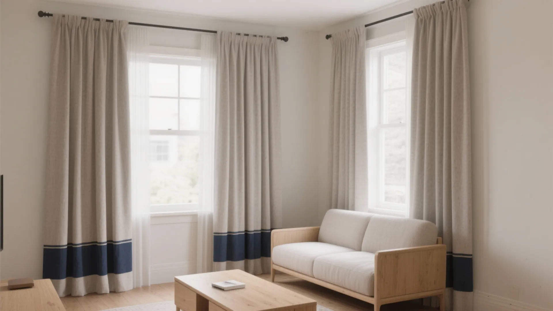 Neutral Curtains with a Single Accent