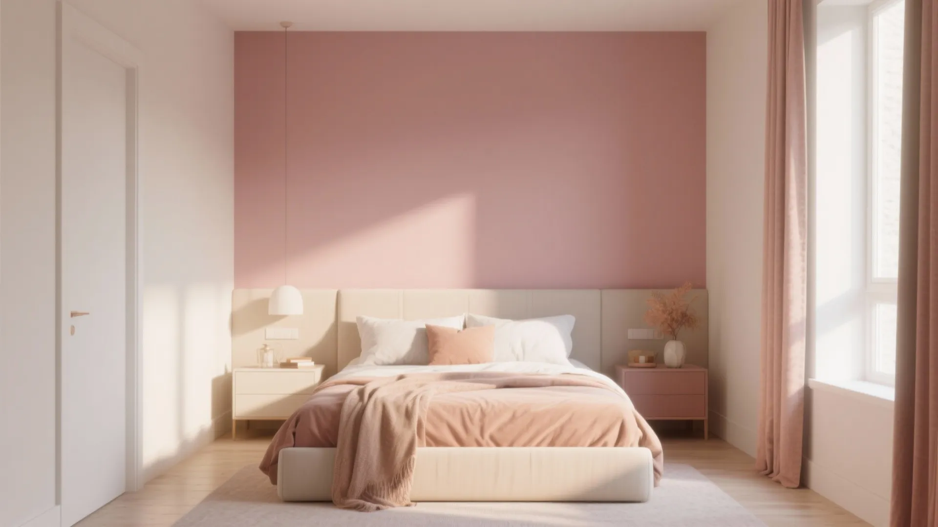 Soft Neutral Tones with Accent Wall