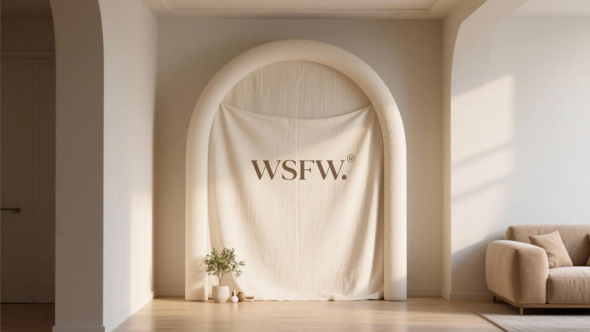 Neutral Arch + Name Banner (Rental-Friendly)