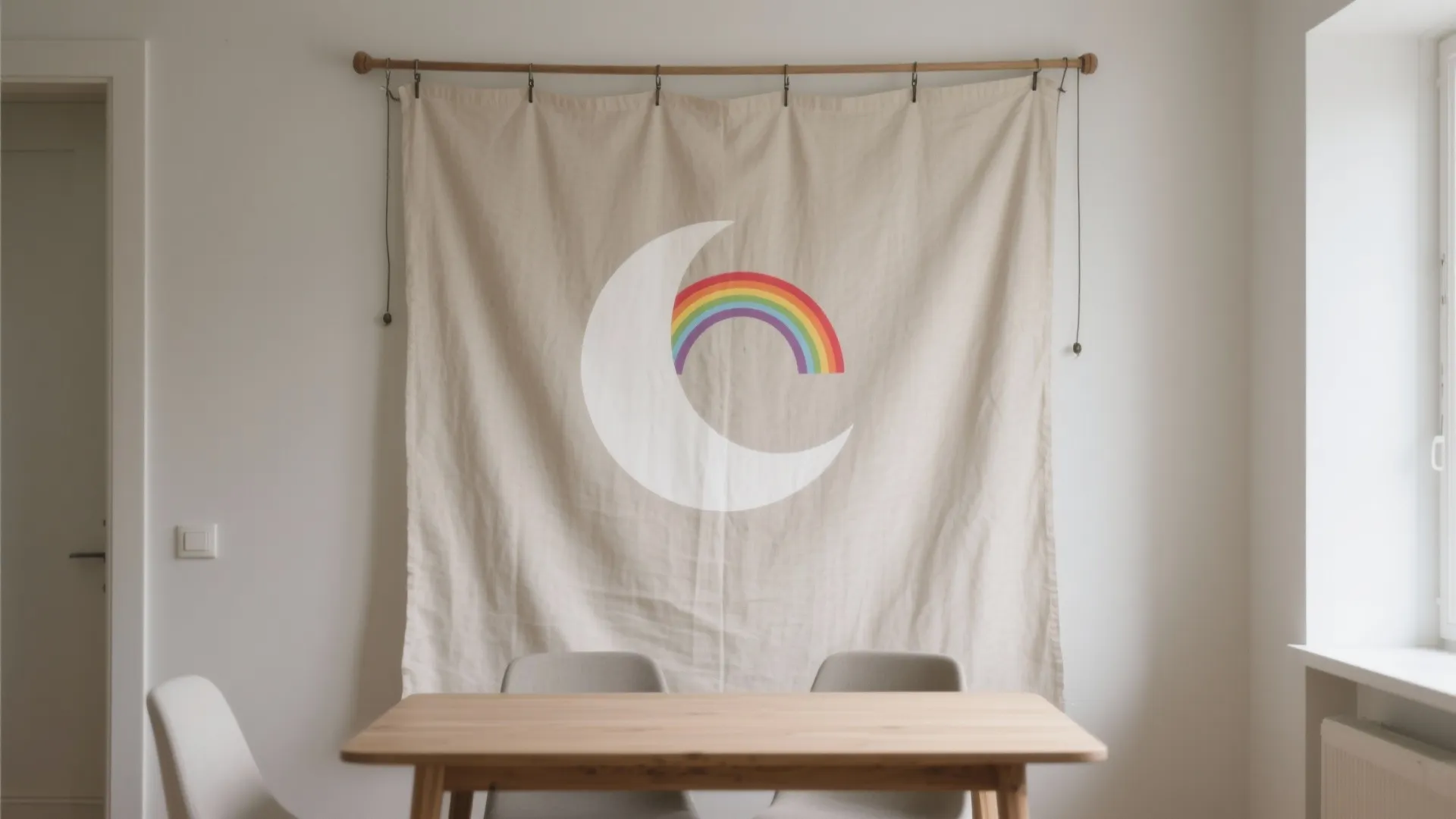 Neutral Fabric Backdrop with One Bold Motif