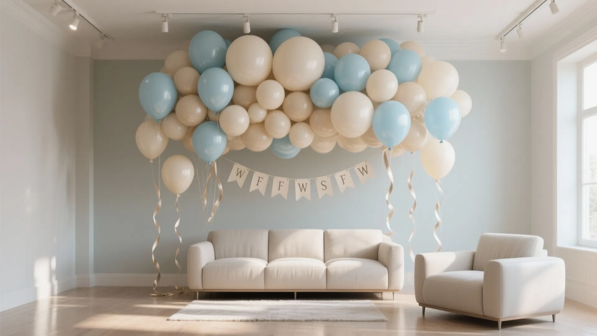 Neutral Balloon Cloud With Name Banner