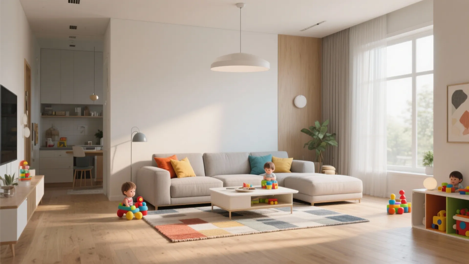 1. Neutral Base with Colorful Play Accents