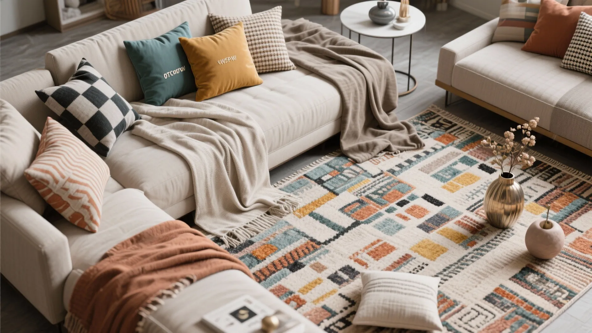 Neutral base with bold accents