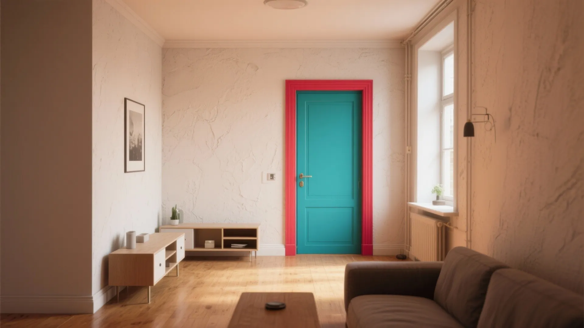 2. Soft neutrals with bold trim for depth