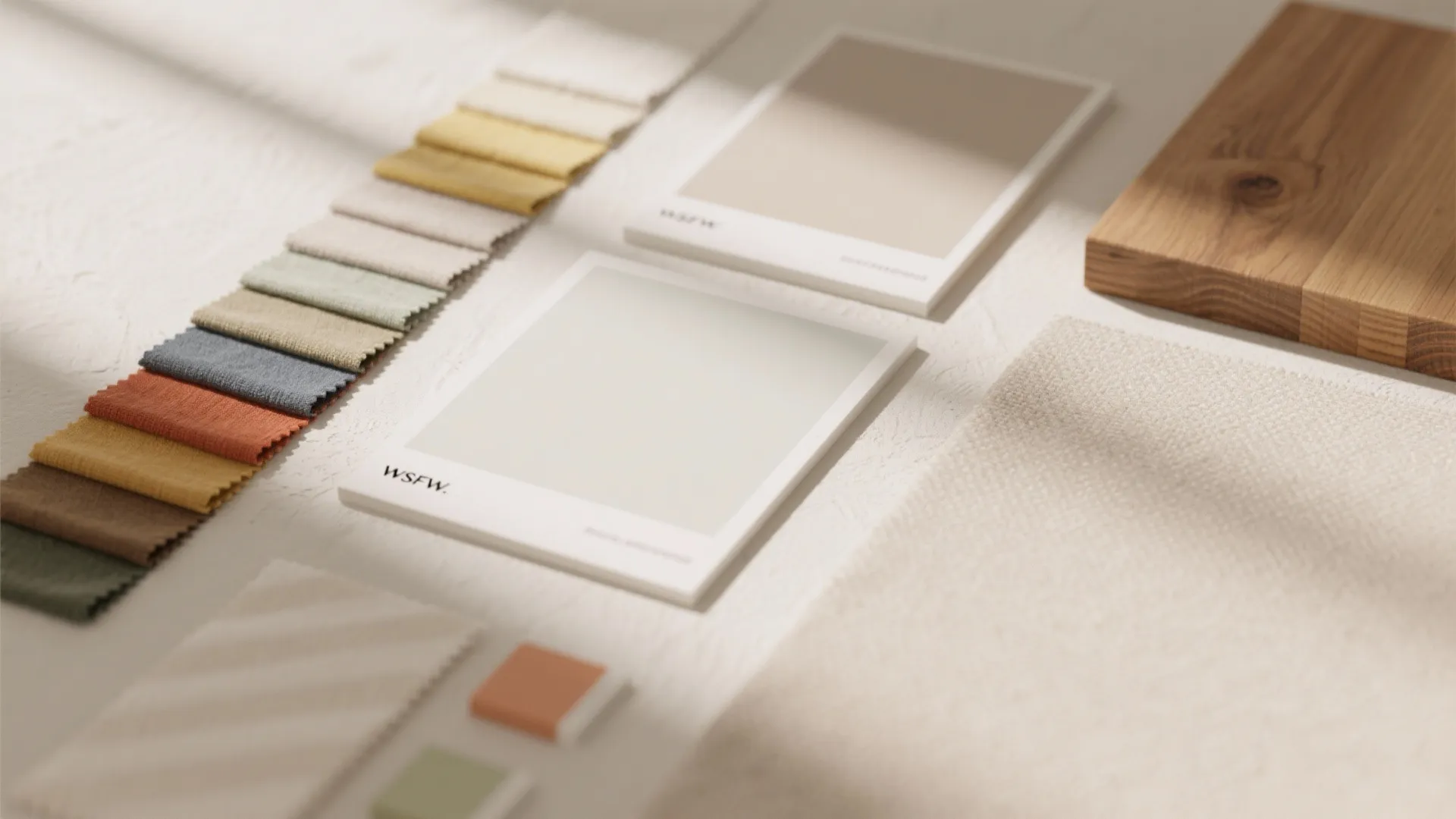 Light neutral color palette swatches for bedroom design