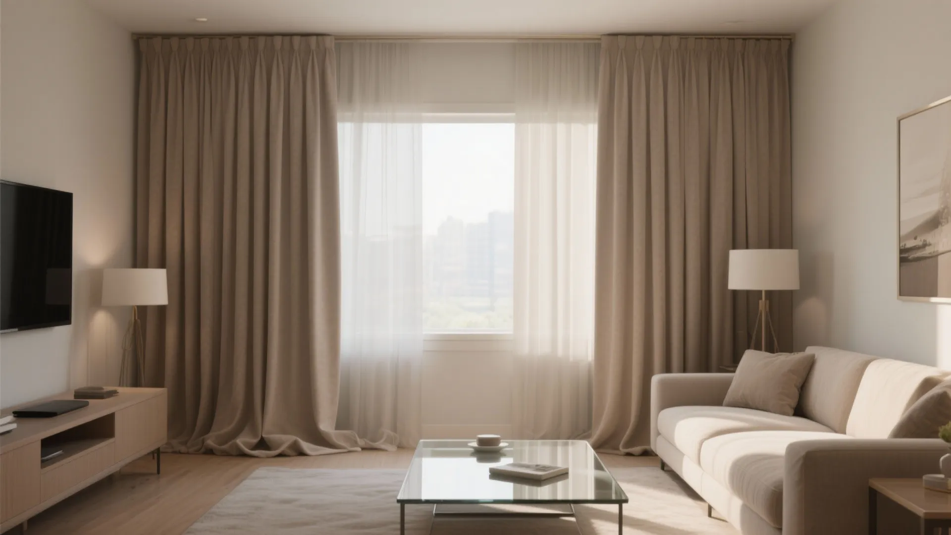 Floor-to-Ceiling Neutral Drapes