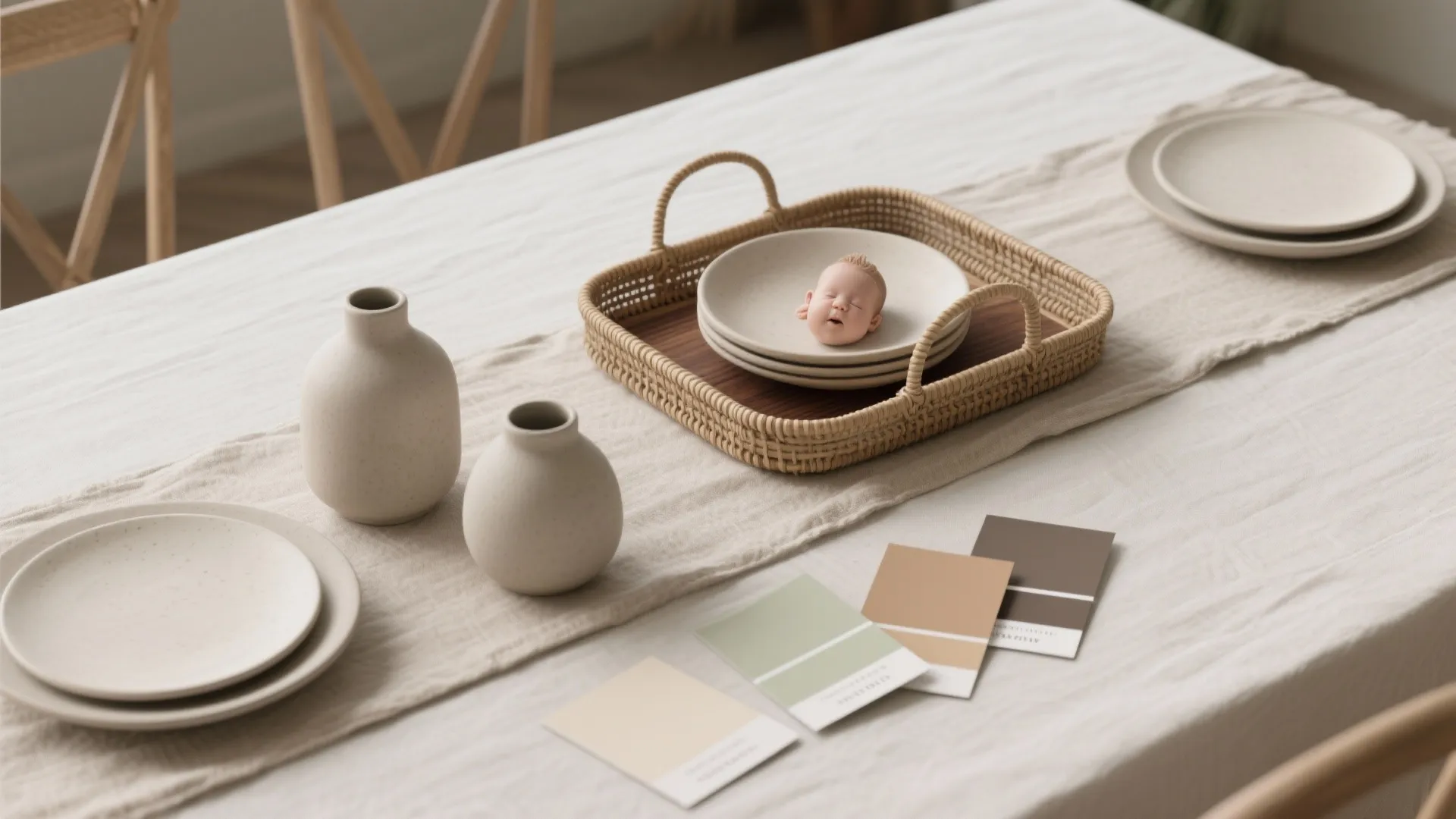 Minimalist neutral palette with texture