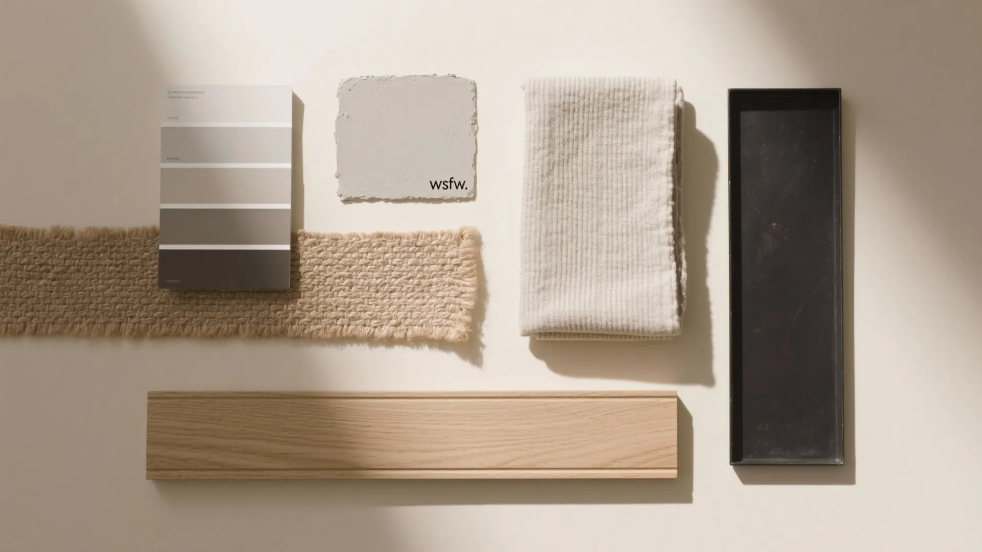 Neutral palette, layered texture for calm