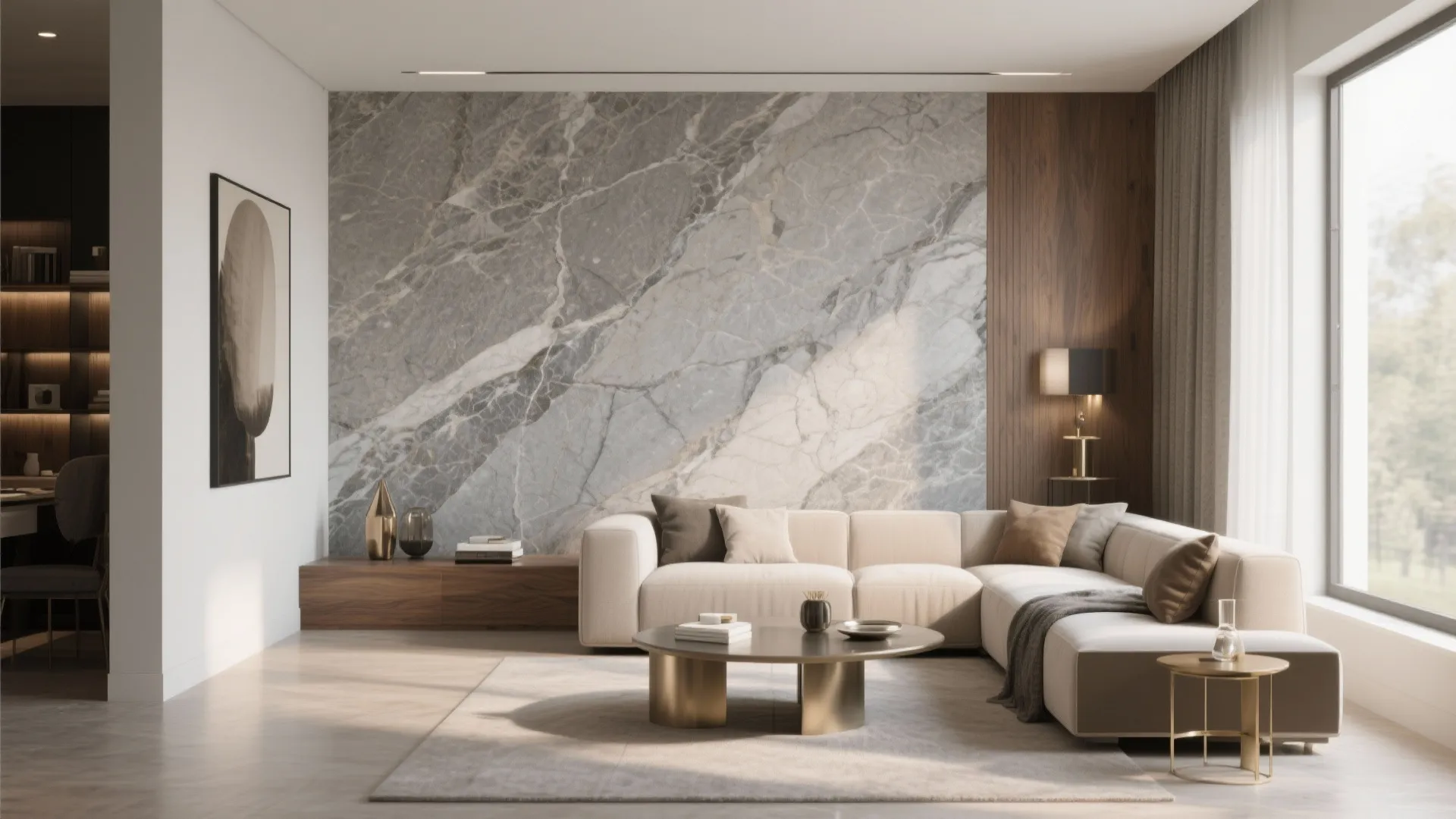 Full Feature Wall in Neutral Granite