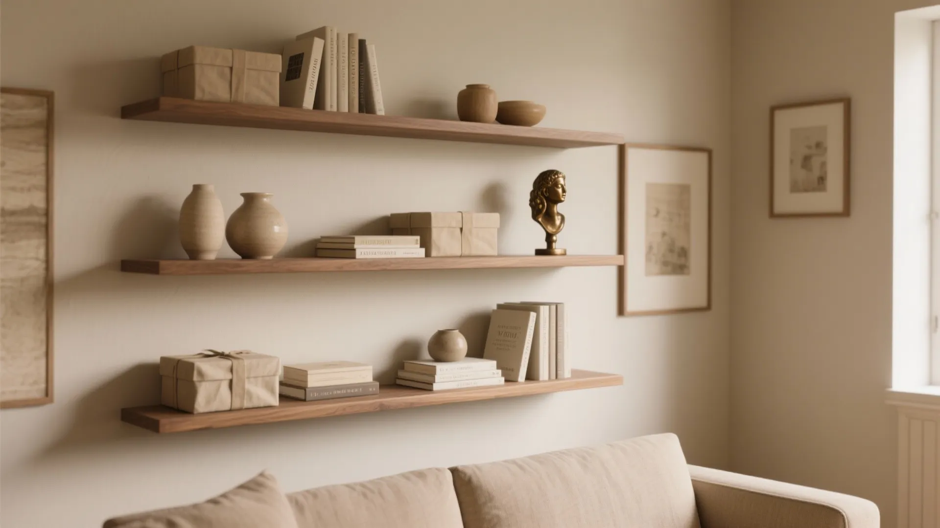 Warm neutral layering with sculptural accents