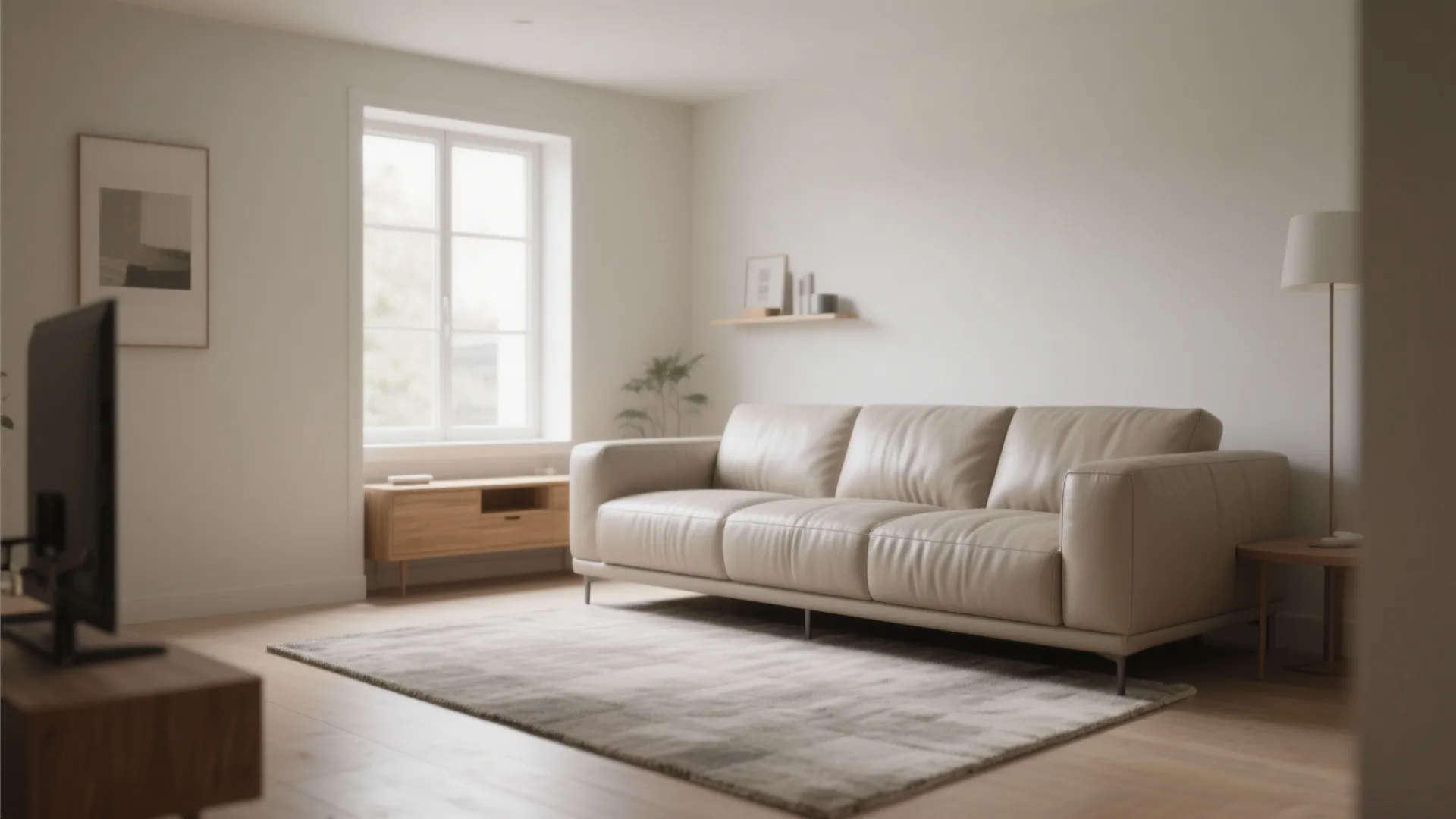 2) Light, neutral leather to visually expand