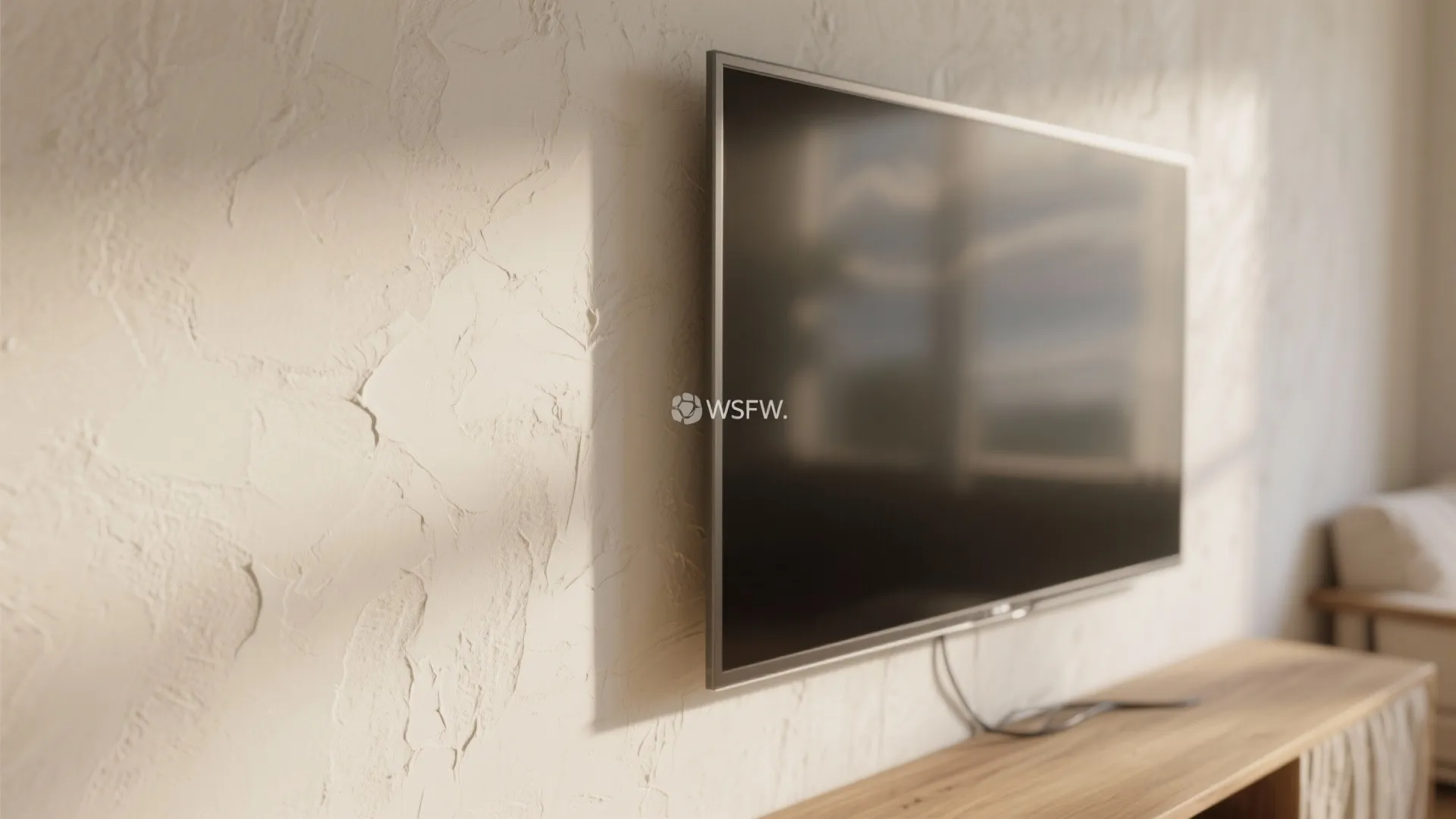 Soft Neutrals + Tactile Texture behind the TV