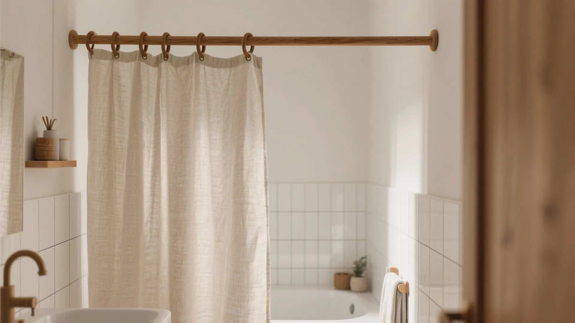 5. Neutral Linen with Wooden Accents