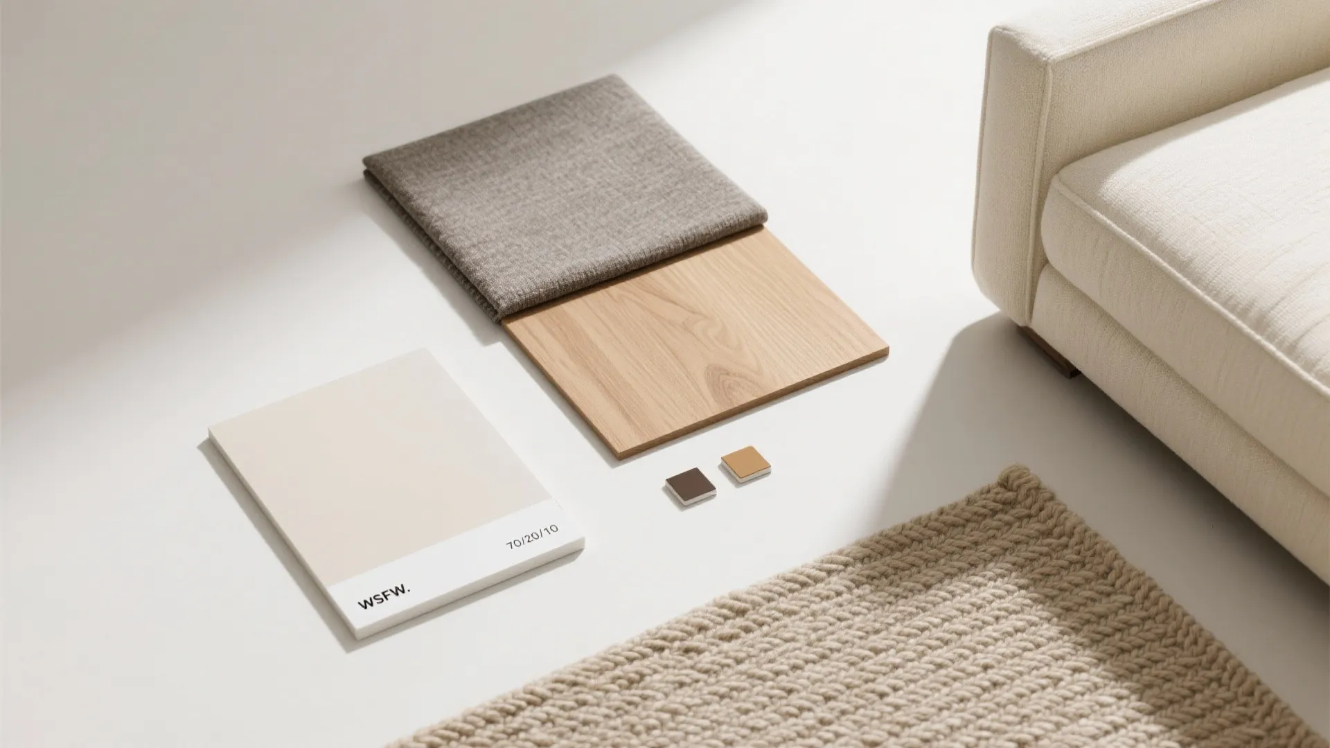 Light, neutral palette with one grounding tone